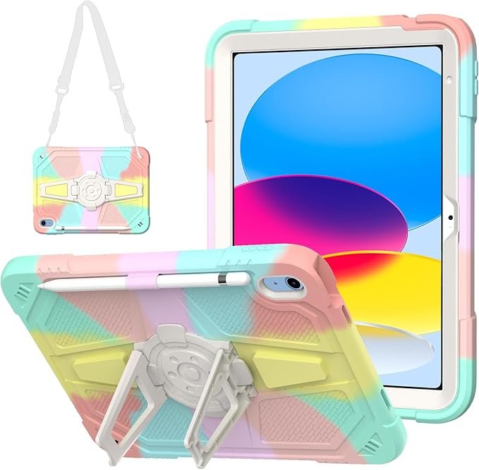 iPad 10th Generation Case Cover 2022 With Pencil Holder&Shoulder Strap | iPad 10th Gen 10.9 Inch